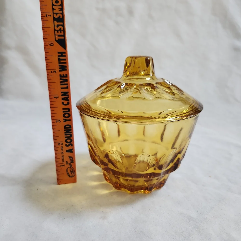 Vintage Amber Yellow Glass Candy Dish